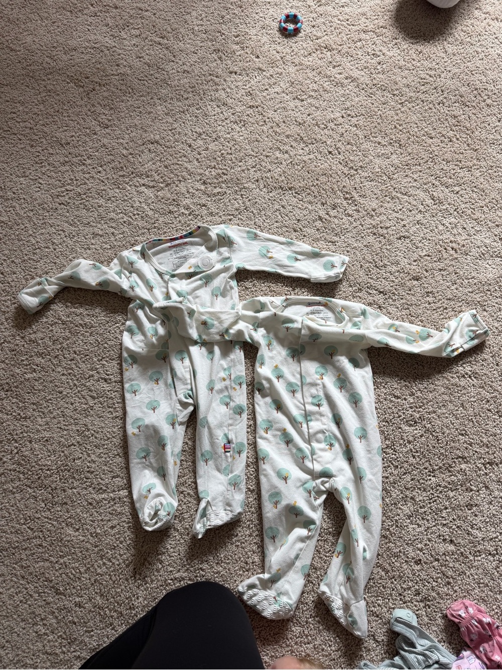 Magnetic Me Cream Mint Tree Print Footed Pajamas Set